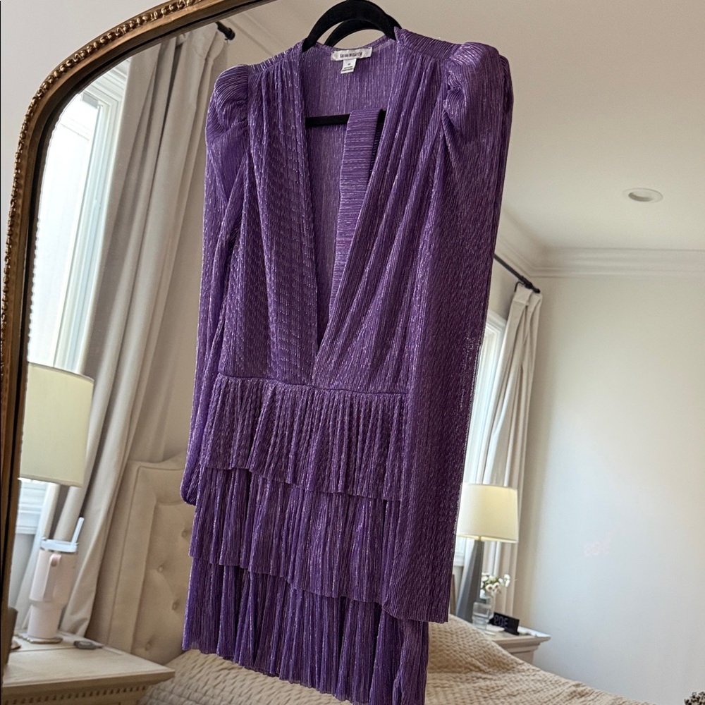Sabina Musayev Deep Purple Long Sleeve Dress